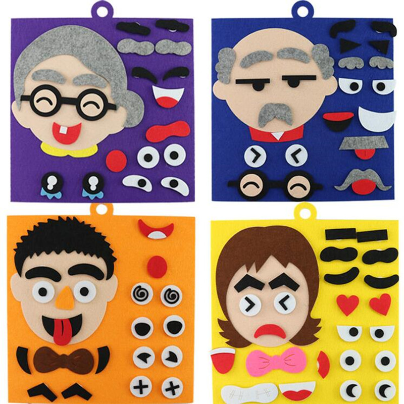 Zacht vilt Vroege educatie Diy Craft Niet-geweven stof voelde gezicht decoratie puzzel voor kinderen